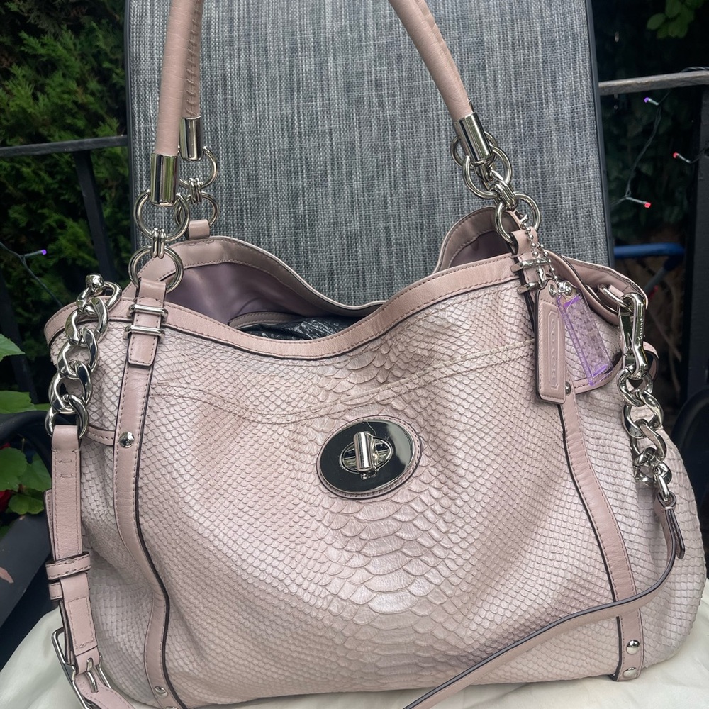 Coach Limited Edition Lavender Embossed Leather Snakeskin Satchel Bag w/Dust Bag